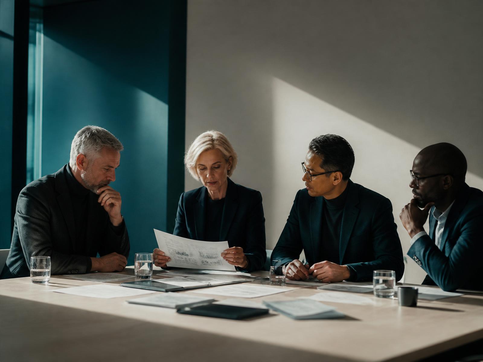 Panel of specialists in discussion around a table